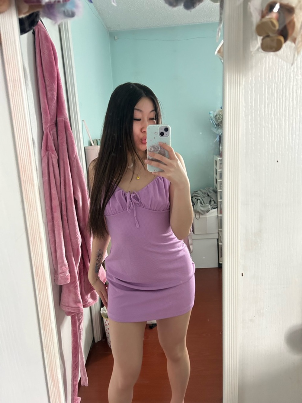 Dollskill Lavender Ribbed Mini Dress - Picture 2 of 4